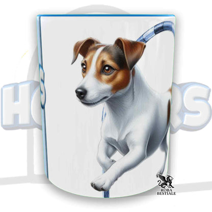 Tazza HOOPERS Player - JACK RUSSELL TERRIER Smooth - In Ceramica, con manico e interno colorato - 330 ml
