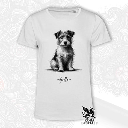 T-Shirt DOODLE - Rough-Haired JACK RUSSELL TERRIER - White or Beige, Men's or Women's - from XS to 5XL