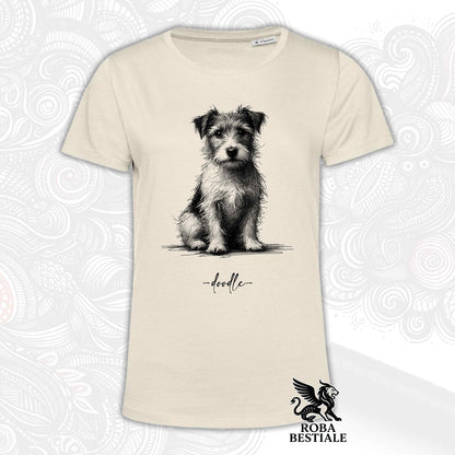 T-Shirt DOODLE - Rough-Haired JACK RUSSELL TERRIER - White or Beige, Men's or Women's - from XS to 5XL