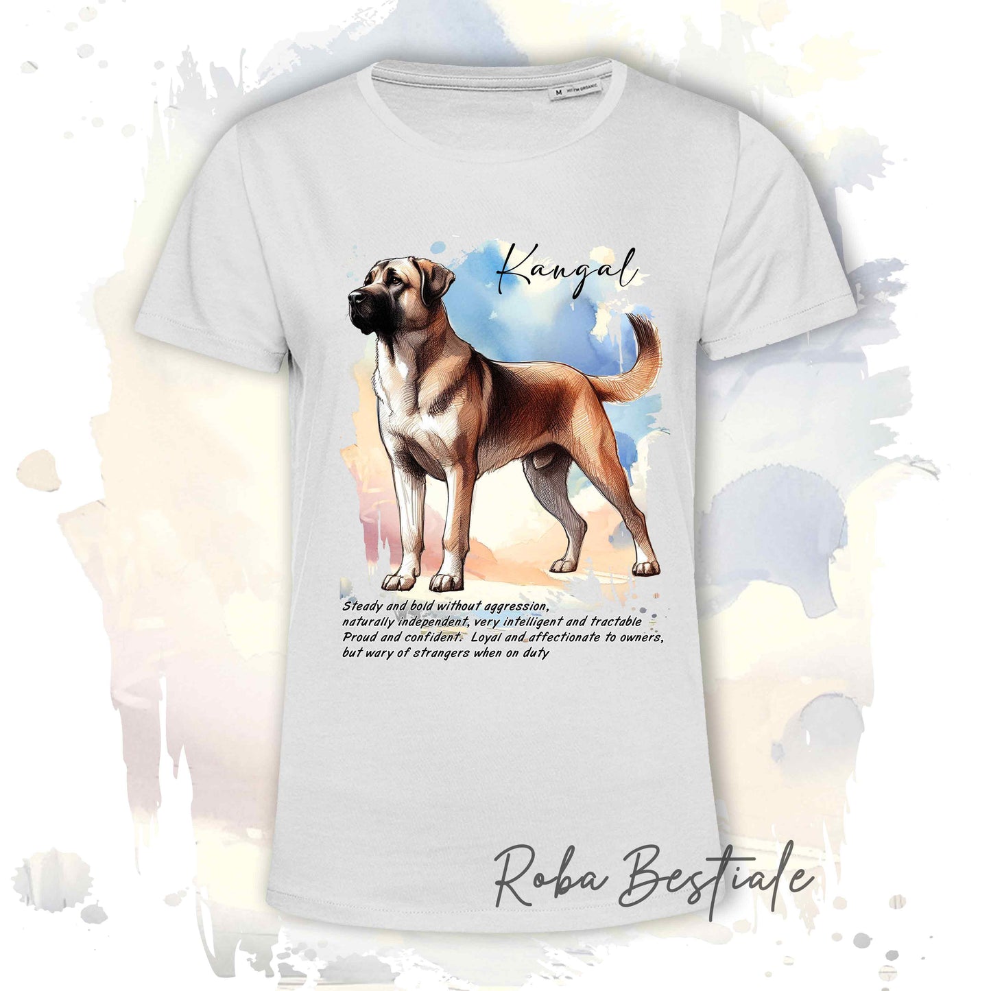 T-Shirt BEHAVIOR - KANGAL - Standard FCI - 100% Cotone, Bianca, Uomo o Donna - dalla XS alla 5XL