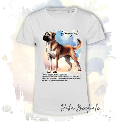 T-Shirt BEHAVIOR - KANGAL - Standard FCI - 100% Cotone, Bianca, Uomo o Donna - dalla XS alla 5XL