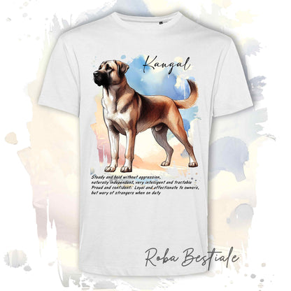 T-Shirt BEHAVIOR - KANGAL - Standard FCI - 100% Cotone, Bianca, Uomo o Donna - dalla XS alla 5XL