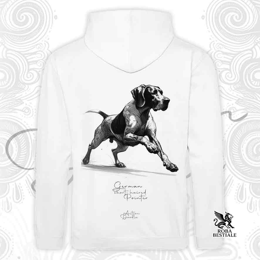 Sweat-shirt ACTION DOODLE - BRAQUE ALLEMAND à Poil Court "Kurzhaar" - Avec Capuche et Poches Kangourou, plusieurs coloris, Unisexe - du XS au 3XL