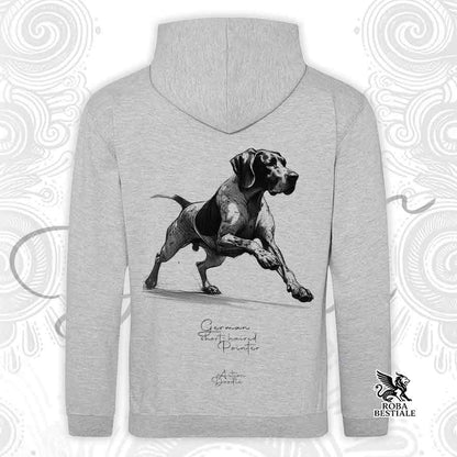 Sweat-shirt ACTION DOODLE - BRAQUE ALLEMAND à Poil Court "Kurzhaar" - Avec Capuche et Poches Kangourou, plusieurs coloris, Unisexe - du XS au 3XL