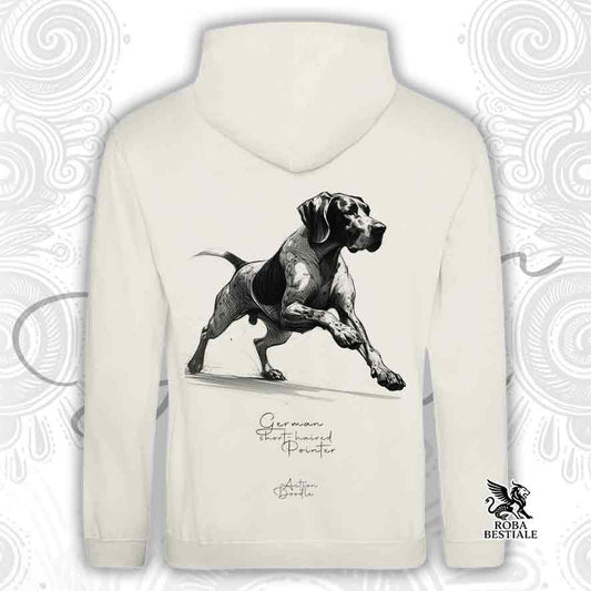 Felpa ACTION DOODLE - CANE DA FERMA TEDESCO a Pelo Corto "Kurzhaar" - Con Cappuccio e Tasconi, diversi colori, Unisex - dalla XS alla 3XL