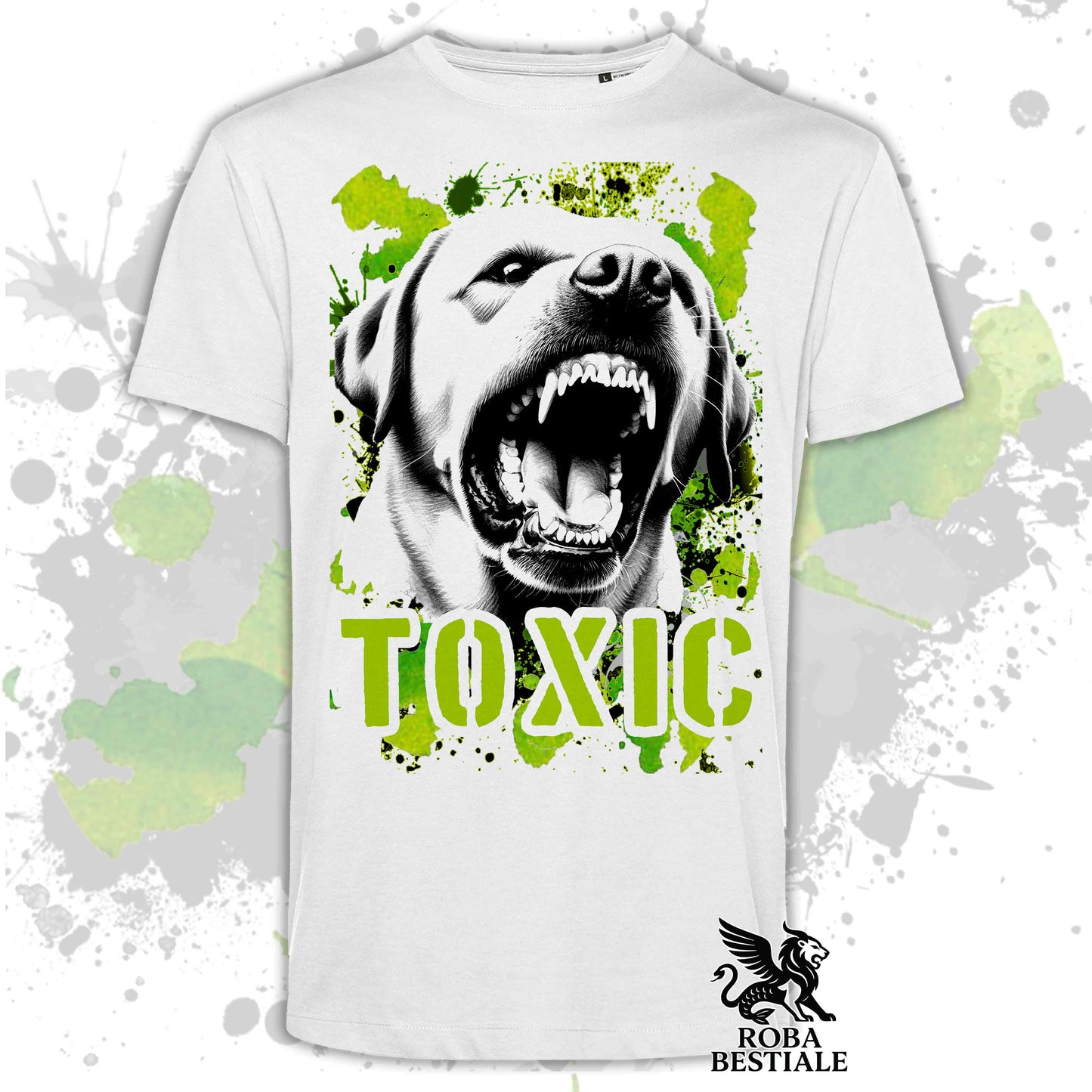 T-Shirt TOXIC - LABRADOR RETRIEVER - Bianca o Beige, da Uomo o da Donna - dalla XS alla 5XL