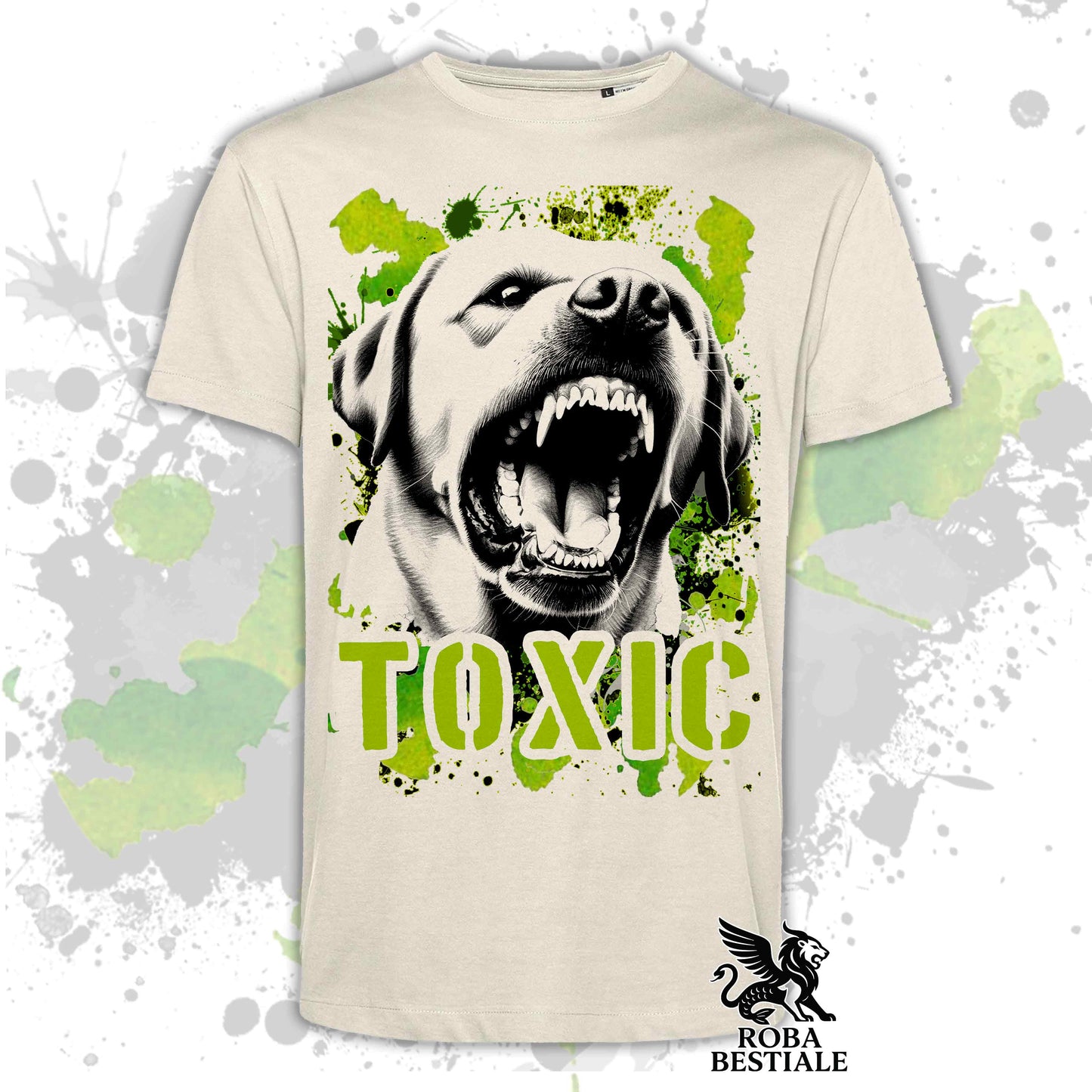 T-Shirt TOXIC - LABRADOR RETRIEVER - Bianca o Beige, da Uomo o da Donna - dalla XS alla 5XL