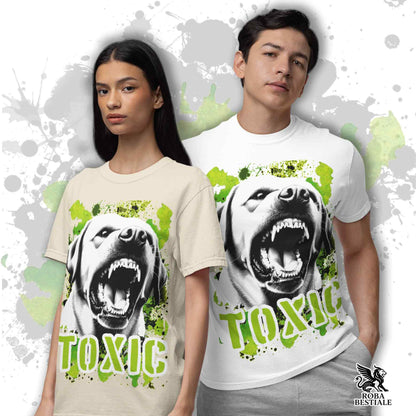 T-Shirt TOXIC - LABRADOR RETRIEVER - Bianca o Beige, da Uomo o da Donna - dalla XS alla 5XL