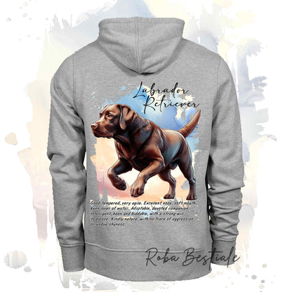 Felpa BEHAVIOR - LABRADOR RETRIEVER Chocolate - Standard FCI - Unisex - Grigia - dalla XS alla 3XL