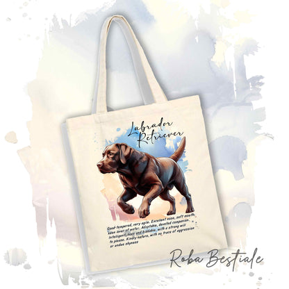 Shopper BEHAVIOR - LABRADOR RETRIEVER Chocolate - Standard FCI - Diversi colori disponibili, 100% Cotone