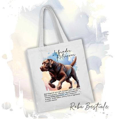 Shopper BEHAVIOR - LABRADOR RETRIEVER Chocolate - Standard FCI - Diversi colori disponibili, 100% Cotone