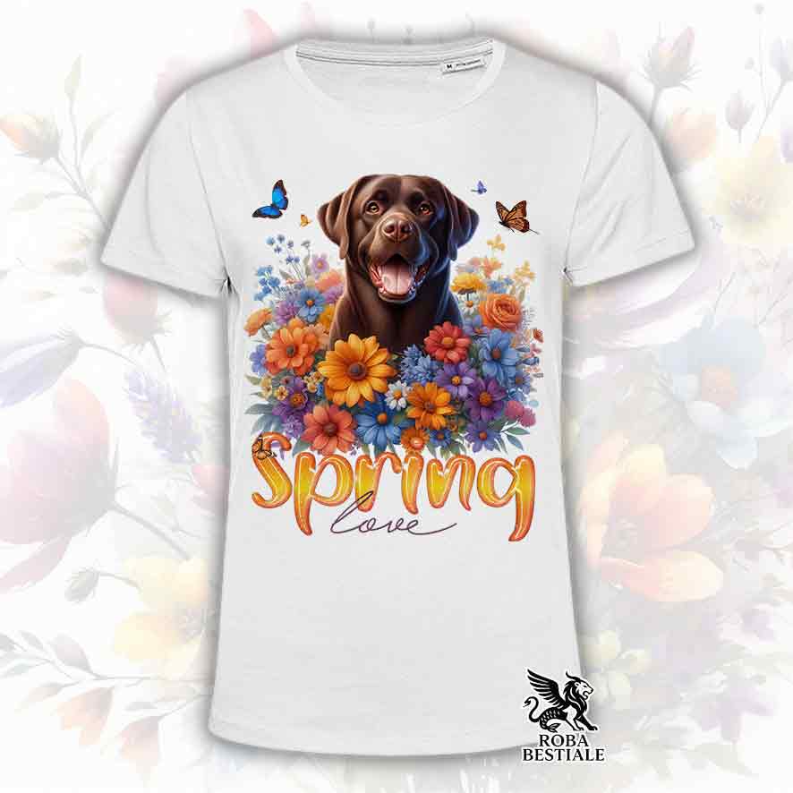 T-Shirt SPRING LOVE - LABRADOR RETRIEVER Cioccolato - Bianca o Beige, da Uomo o da Donna - dalla XS alla 5XL