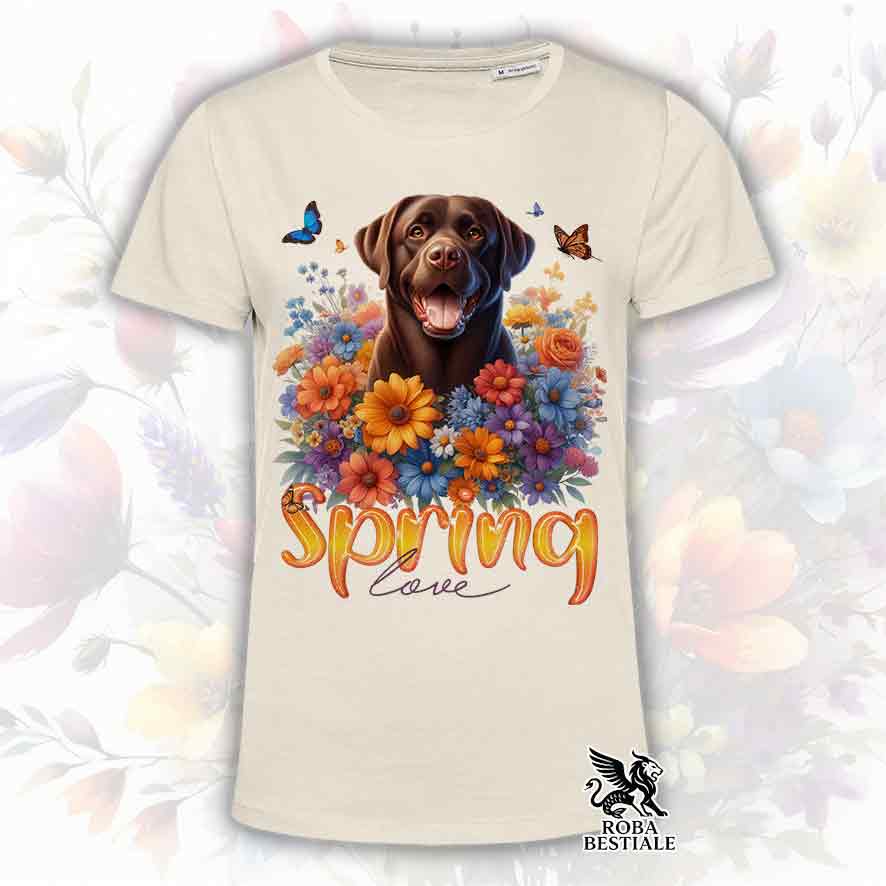 T-Shirt SPRING LOVE - LABRADOR RETRIEVER Cioccolato - Bianca o Beige, da Uomo o da Donna - dalla XS alla 5XL