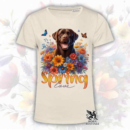 T-Shirt SPRING LOVE - LABRADOR RETRIEVER Cioccolato - Bianca o Beige, da Uomo o da Donna - dalla XS alla 5XL