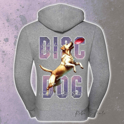 Felpa APTITUDE - DISC DOG - LABRADOR RETRIEVER - Con Cappuccio e Full Zip, Uomo o Donna, in tanti colori - dalla XS alla 5XL