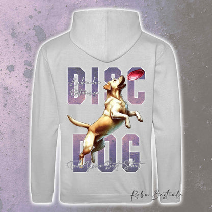 Felpa APTITUDE - DISC DOG - LABRADOR RETRIEVER - Con Cappuccio e Tasconi, Unisex, in tanti colori - dalla XS alla 5XL