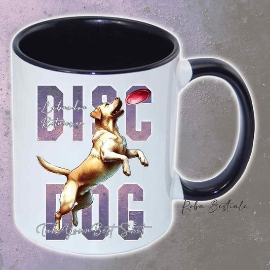 Tazza APTITUDE - DISC DOG - LABRADOR RETRIEVER - In Ceramica, con manico e interno colorato - 330 ml