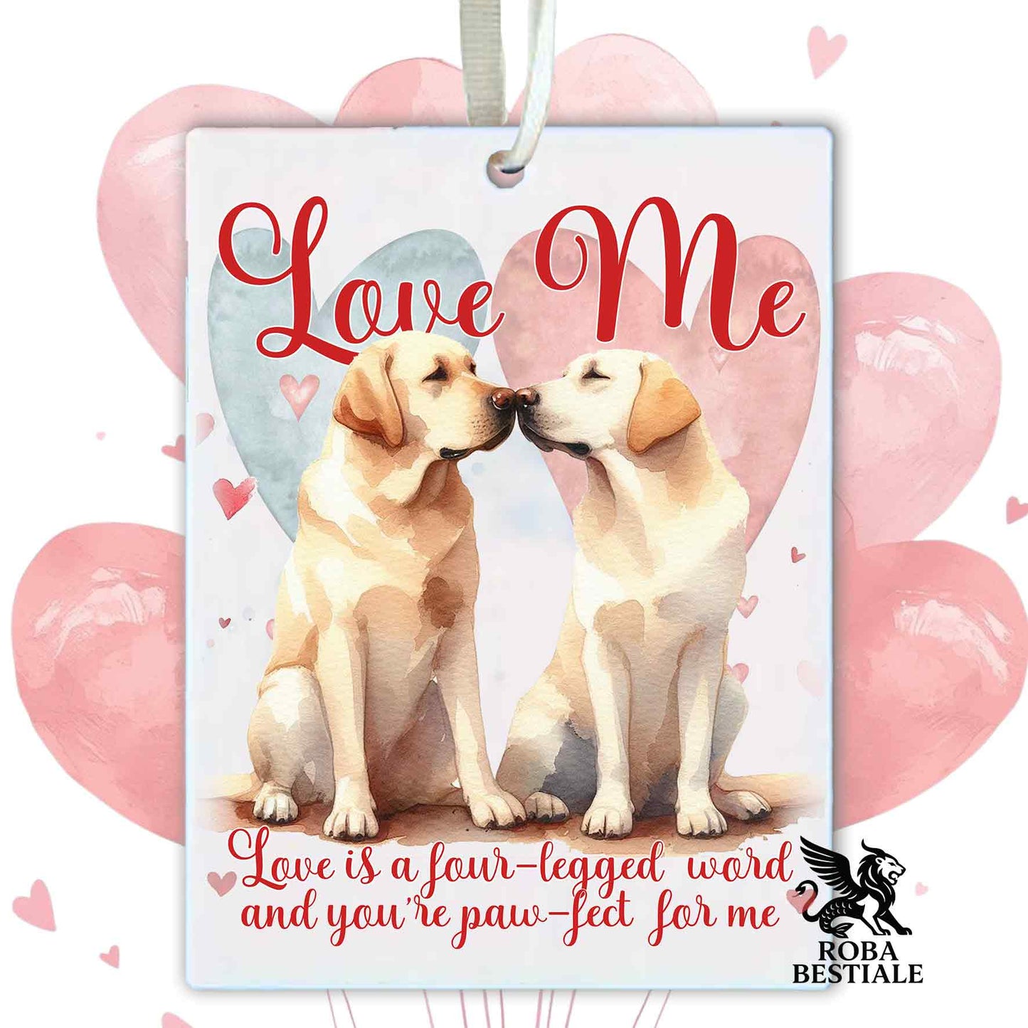 Deodorante Auto LOVE ME - LABRADOR RETRIEVER Giallo - In Feltro, con cordino - 7,5 x 10 cm