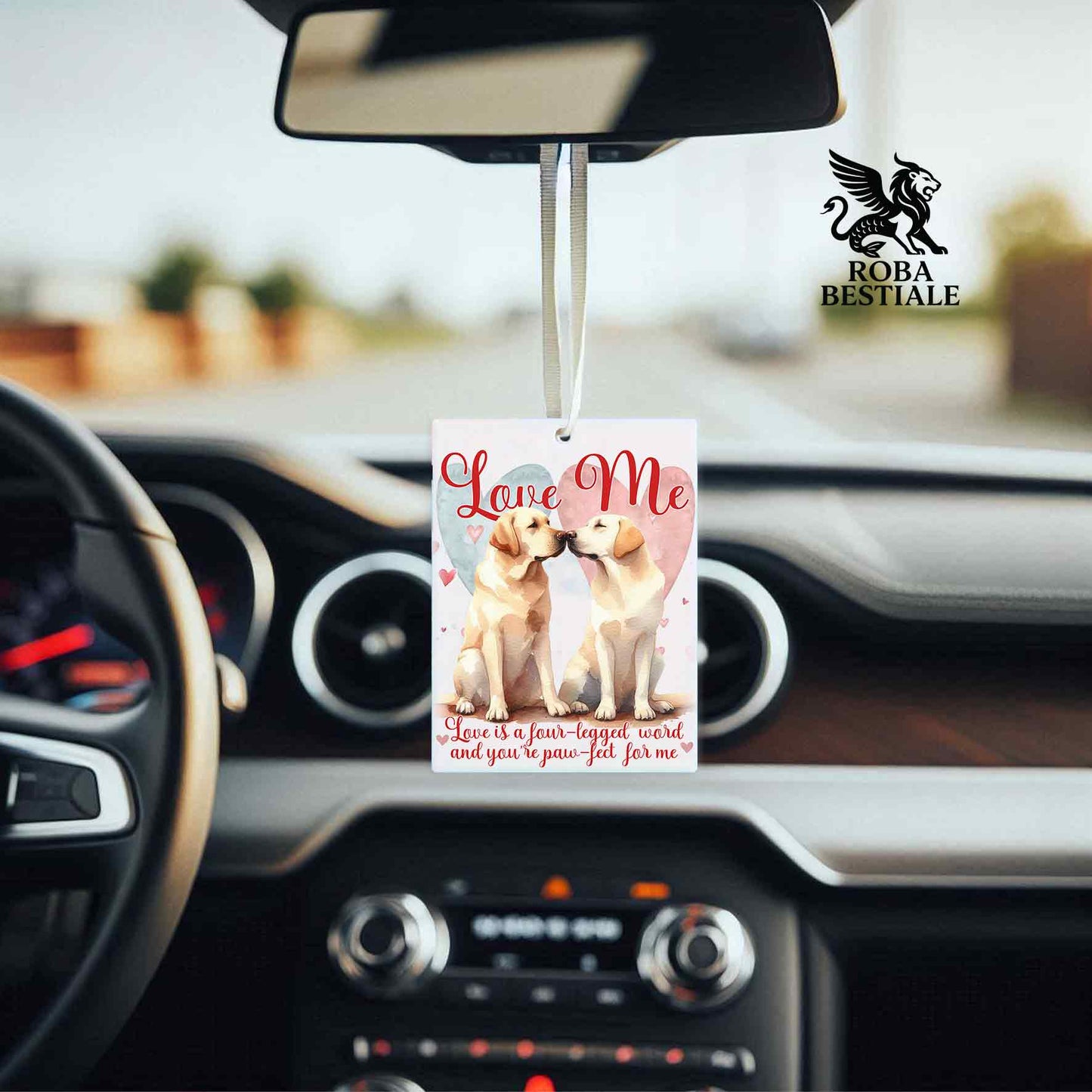 Deodorante Auto LOVE ME - LABRADOR RETRIEVER Giallo - In Feltro, con cordino - 7,5 x 10 cm