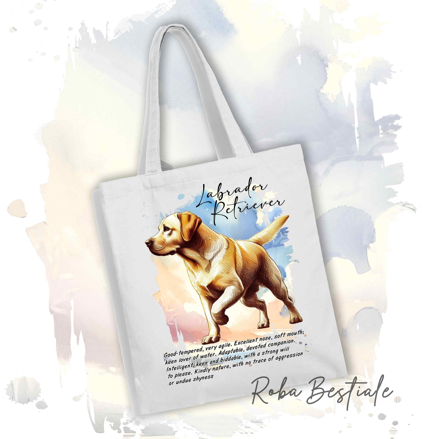 Shopper BEHAVIOR - LABRADOR RETRIEVER Giallo - Standard FCI - Diversi colori disponibili, 100% Cotone