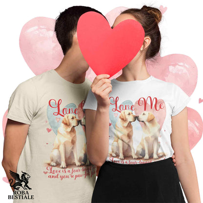 T-shirt LOVE ME - Yellow LABRADOR RETRIEVER - White or Beige, Men's or Women's - from XS to 5XL