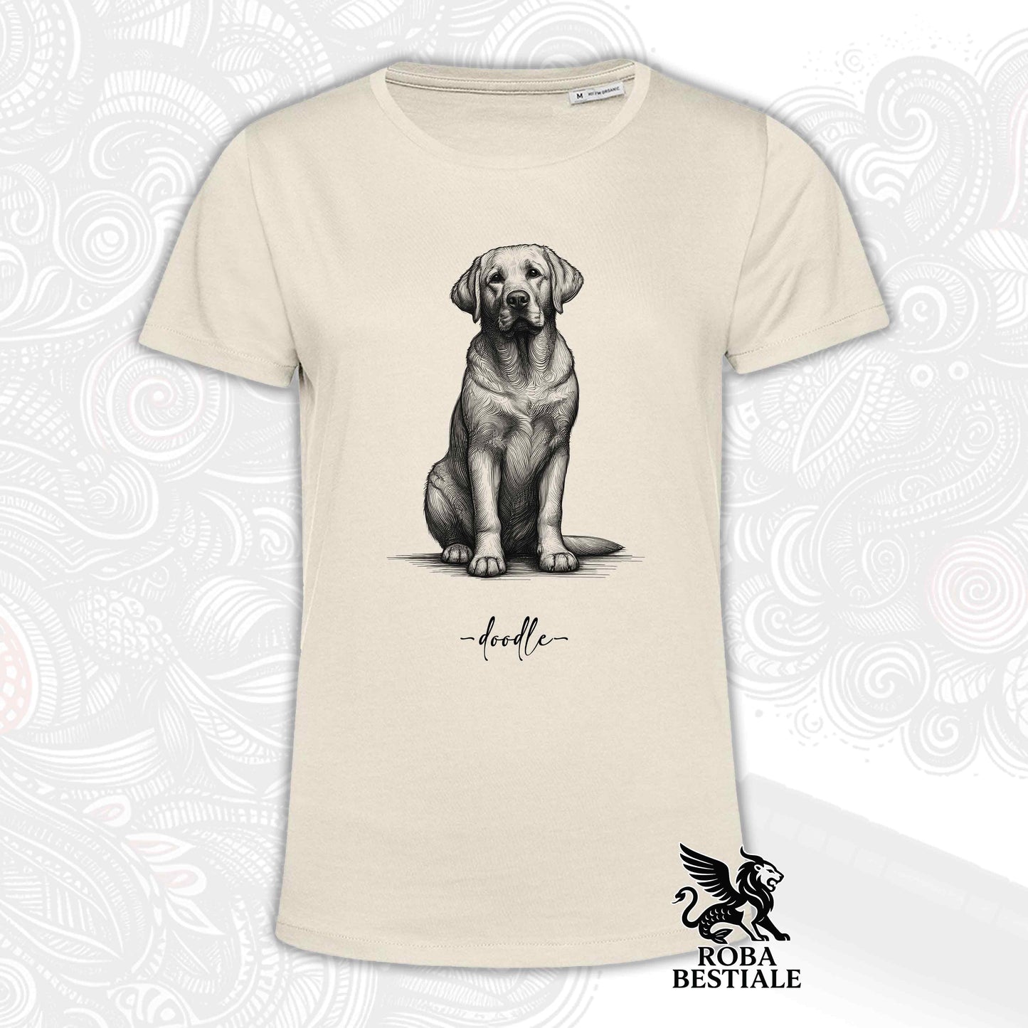 T-Shirt DOODLE - LABRADOR RETRIEVER Giallo - Bianca o Beige, da Uomo o da Donna - dalla XS alla 5XL