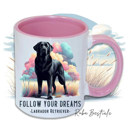 Mug CITATIONS "RÊVE" - LABRADOR RETRIEVER Noir - En Céramique, avec anse et intérieur en différentes couleurs - 330 ml