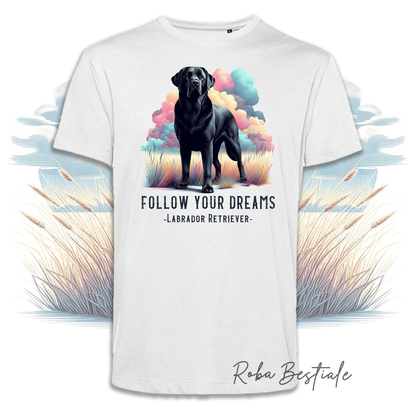 T-Shirt QUOTES "DREAM" - LABRADOR RETRIEVER Nero - Bianca, Uomo o Donna - dalla XS alla 5XL