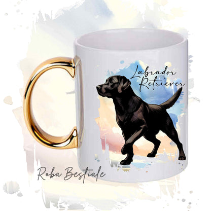 Tazza BEHAVIOR - LABRADOR RETRIEVER Nero - Standard FCI - In Ceramica, con manico dorato - 330 ml