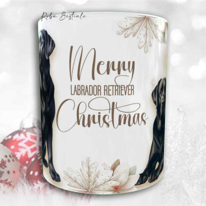 Tazza COZY WINTER - LABRADOR RETRIEVER Nero - In Ceramica, con manico color Oro - 330 ml