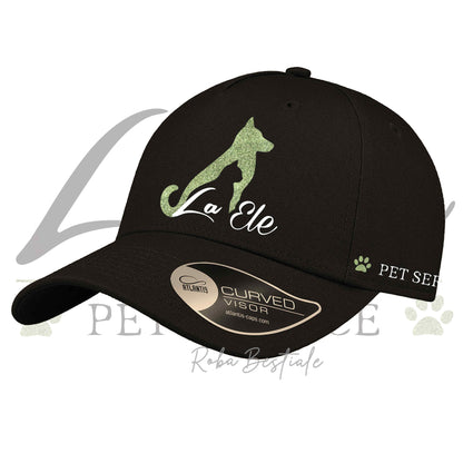 Cappellino LA ELE - Pet Service - GLITTERATO! Pink o Green Glitter - Unisex - 100% Cotone - Nero