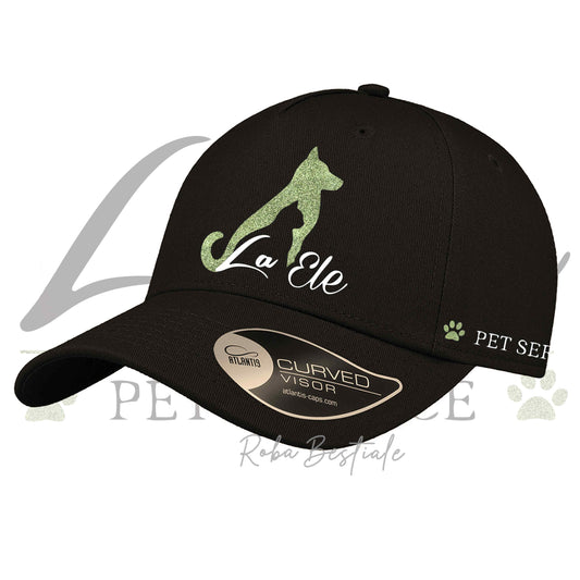 Cappellino LA ELE - Pet Service - GLITTERATO! Pink o Green Glitter - Unisex - 100% Cotone - Nero