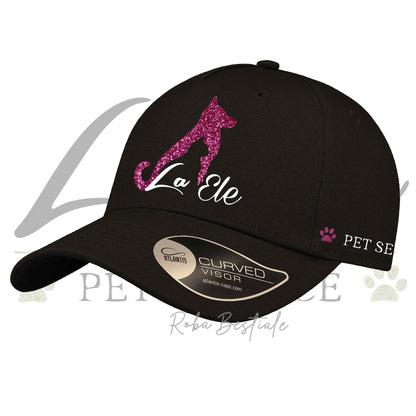 Cappellino LA ELE - Pet Service - GLITTERATO! Pink o Green Glitter - Unisex - 100% Cotone - Nero