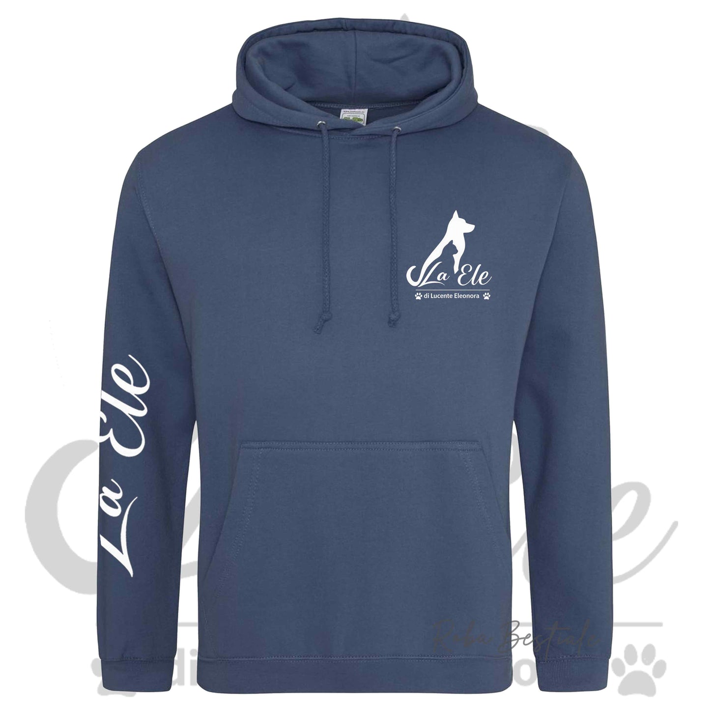 Felpa Invernale LA ELE di Eleonora Lucente - Logo BIANCO o NERO - Diversi toni di BLU - Con Cappuccio - dalla XS alla 3XL