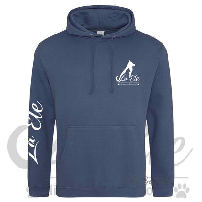 Felpa Invernale LA ELE di Eleonora Lucente - Logo BIANCO o NERO - Diversi toni di BLU - Con Cappuccio - dalla XS alla 3XL