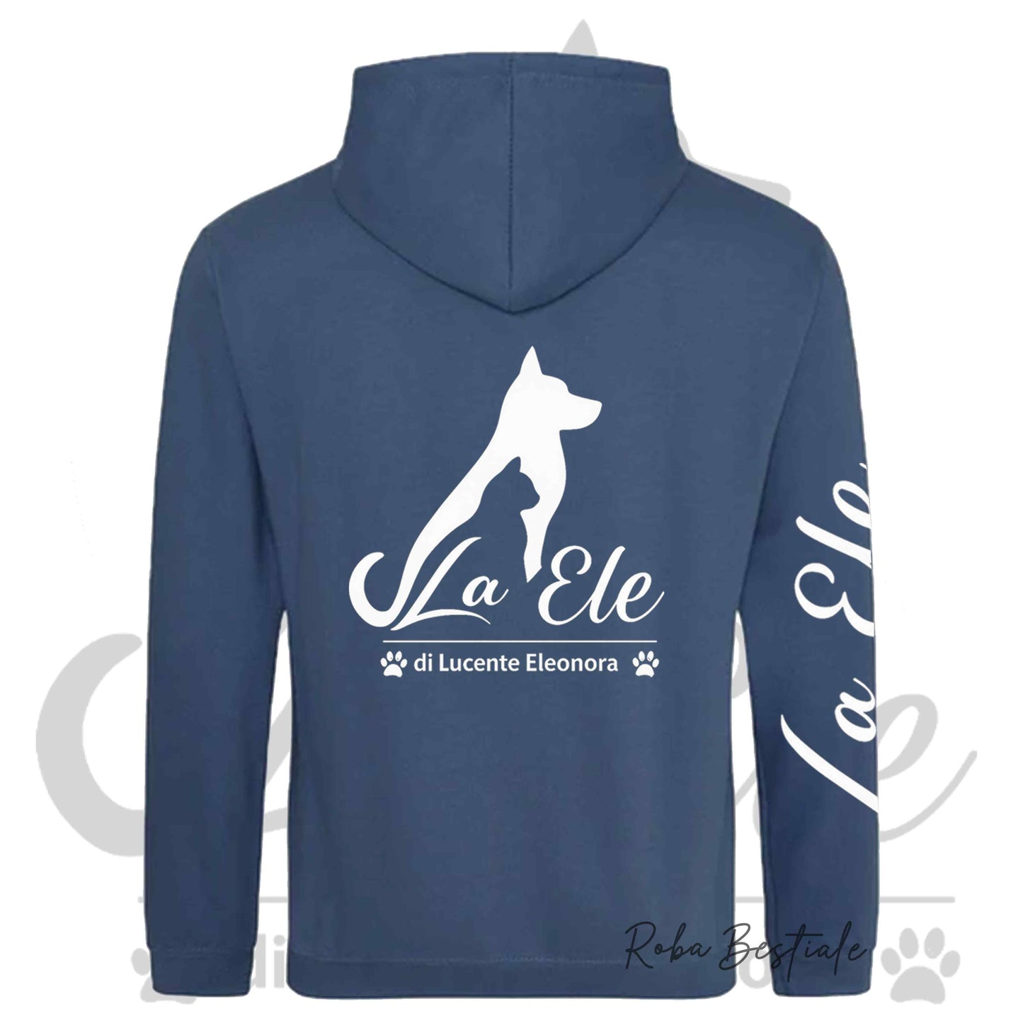 Felpa Invernale LA ELE di Eleonora Lucente - Logo BIANCO o NERO - Diversi toni di BLU - Con Cappuccio - dalla XS alla 3XL