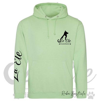 Felpa Invernale LA ELE di Eleonora Lucente - Logo BIANCO o NERO - Diversi toni di VERDE - Con Cappuccio - dalla XS alla 3XL