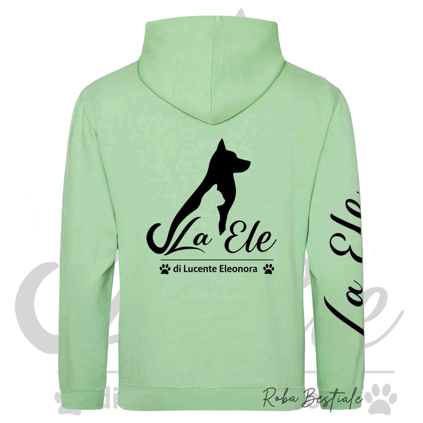 Felpa Invernale LA ELE di Eleonora Lucente - Logo BIANCO o NERO - Diversi toni di VERDE - Con Cappuccio - dalla XS alla 3XL