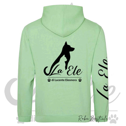 Felpa Invernale LA ELE di Eleonora Lucente - Logo BIANCO o NERO - Diversi toni di VERDE - Con Cappuccio - dalla XS alla 3XL