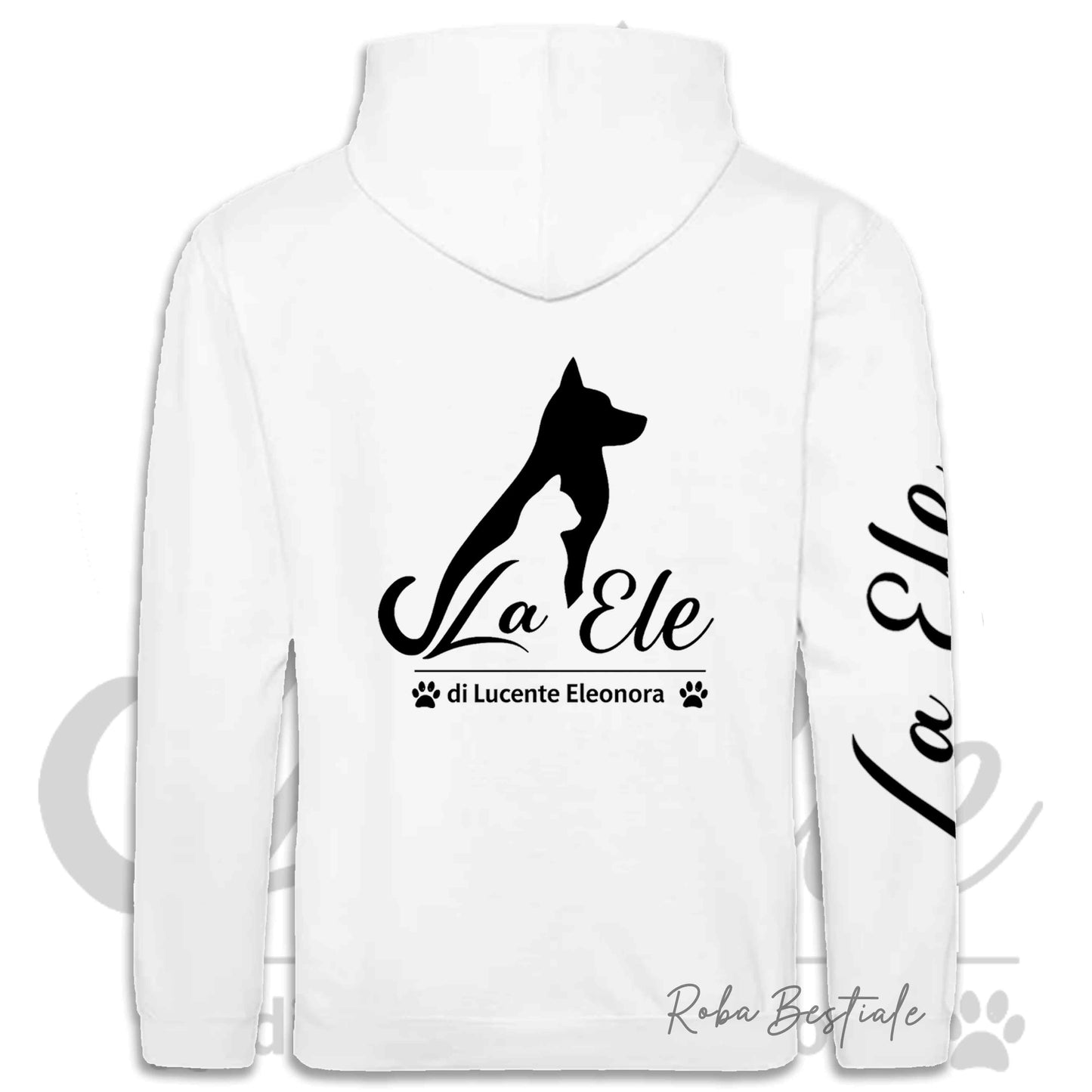 Felpa Invernale LA ELE di Eleonora Lucente - Logo BIANCO o NERO - Nera o Bianca, con Cappuccio - dalla XS alla 5XL
