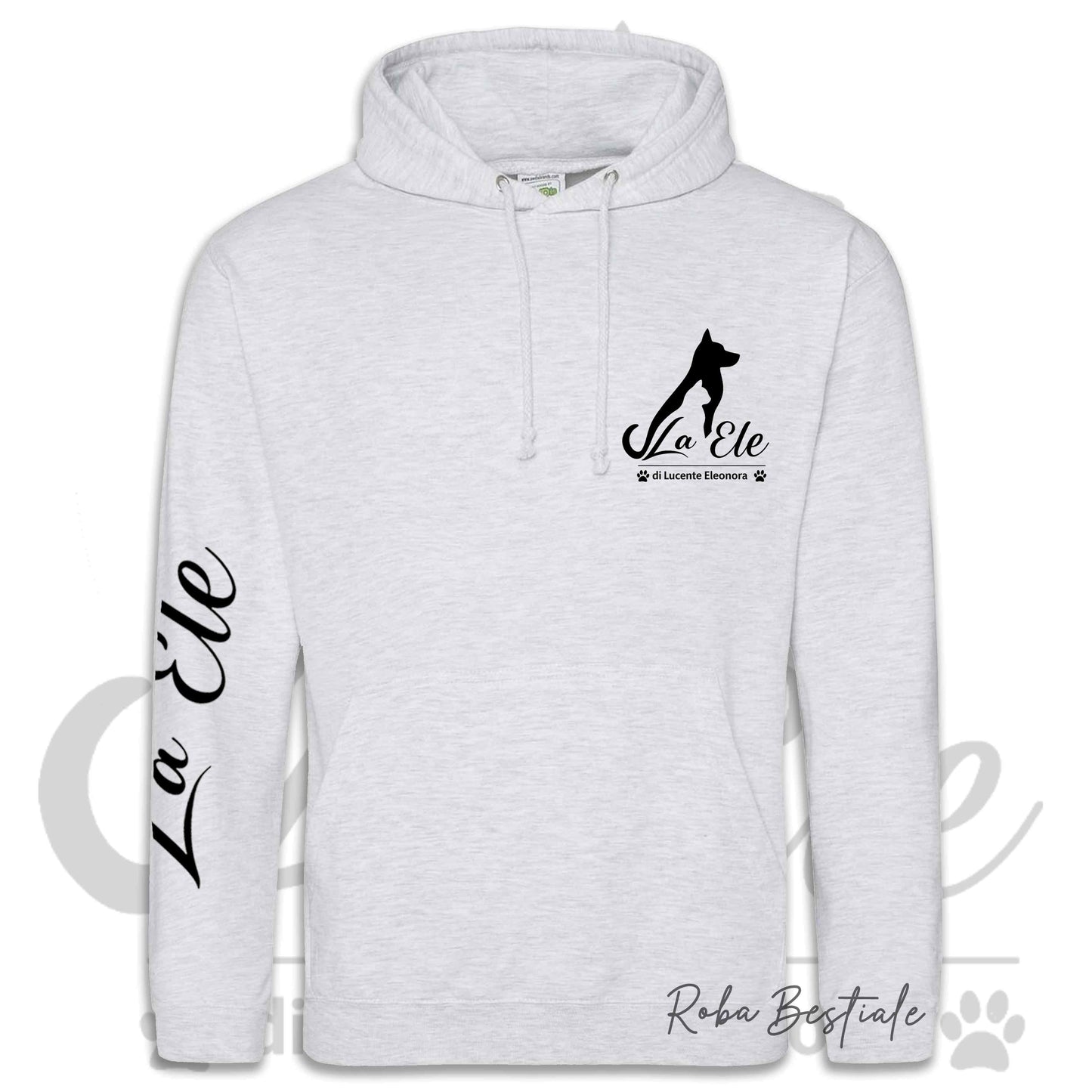 Felpa Invernale LA ELE di Eleonora Lucente - Logo BIANCO o NERO - Diversi toni di GRIGIO - Con Cappuccio - dalla XS alla 3XL
