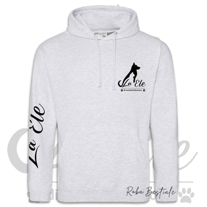 Felpa Invernale LA ELE di Eleonora Lucente - Logo BIANCO o NERO - Diversi toni di GRIGIO - Con Cappuccio - dalla XS alla 3XL