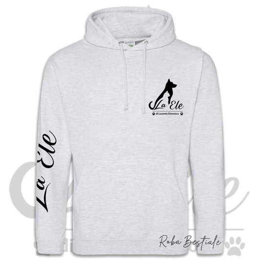 Felpa Invernale LA ELE di Eleonora Lucente - Logo BIANCO o NERO - Diversi toni di GRIGIO - Con Cappuccio - dalla XS alla 3XL