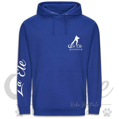 Felpa Invernale LA ELE di Eleonora Lucente - Logo BIANCO o NERO - Diversi toni di BLU - Con Cappuccio - dalla XS alla 3XL