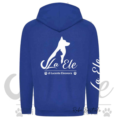 Felpa Invernale LA ELE di Eleonora Lucente - Logo BIANCO o NERO - Diversi toni di BLU - Con Cappuccio - dalla XS alla 3XL