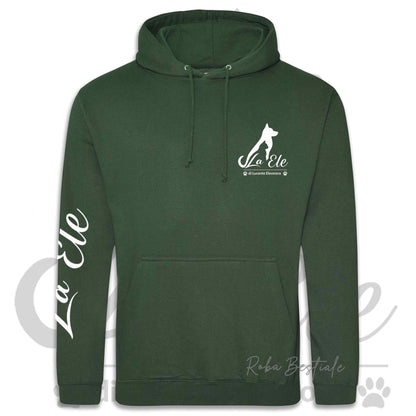 Felpa Invernale LA ELE di Eleonora Lucente - Logo BIANCO o NERO - Diversi toni di VERDE - Con Cappuccio - dalla XS alla 3XL