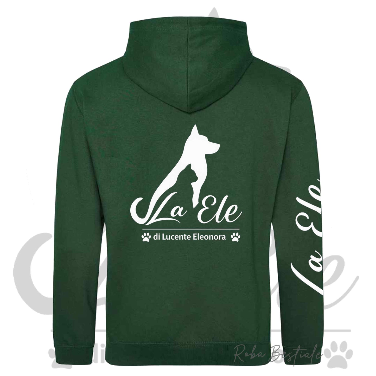 Felpa Invernale LA ELE di Eleonora Lucente - Logo BIANCO o NERO - Diversi toni di VERDE - Con Cappuccio - dalla XS alla 3XL