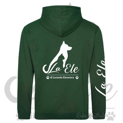 Felpa Invernale LA ELE di Eleonora Lucente - Logo BIANCO o NERO - Diversi toni di VERDE - Con Cappuccio - dalla XS alla 3XL