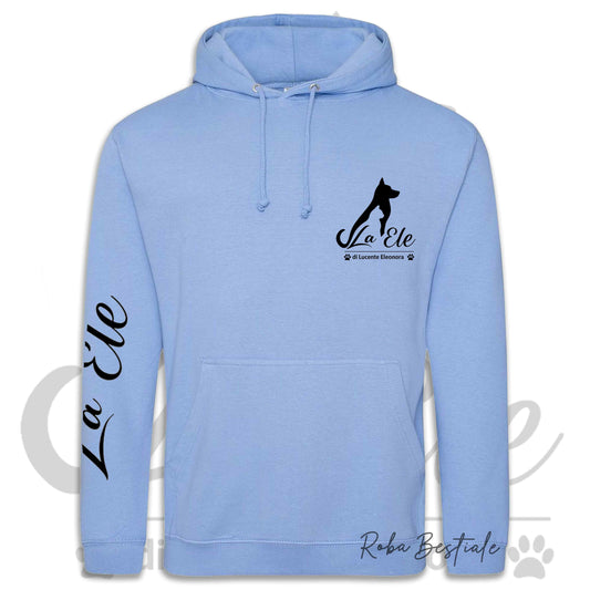 Felpa Invernale LA ELE di Eleonora Lucente - Logo BIANCO o NERO - Diversi toni di BLU - Con Cappuccio - dalla XS alla 3XL