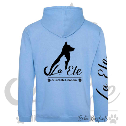 Felpa Invernale LA ELE di Eleonora Lucente - Logo BIANCO o NERO - Diversi toni di BLU - Con Cappuccio - dalla XS alla 3XL
